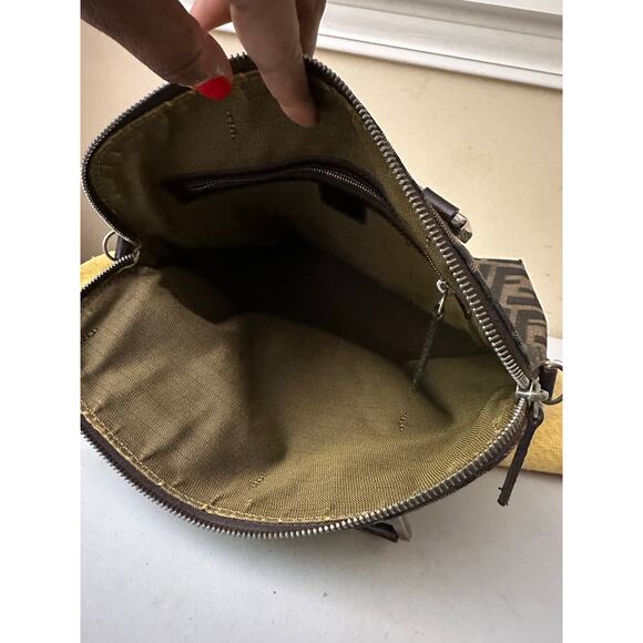 Vintage Fendi Zucca Monogram Canvas Satchel Top Handle Bag Brown Authentic - Picture 8 of 16